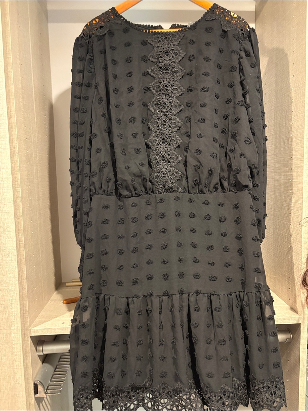 Love By Design Black Long Sleeve Lace Detail Dress